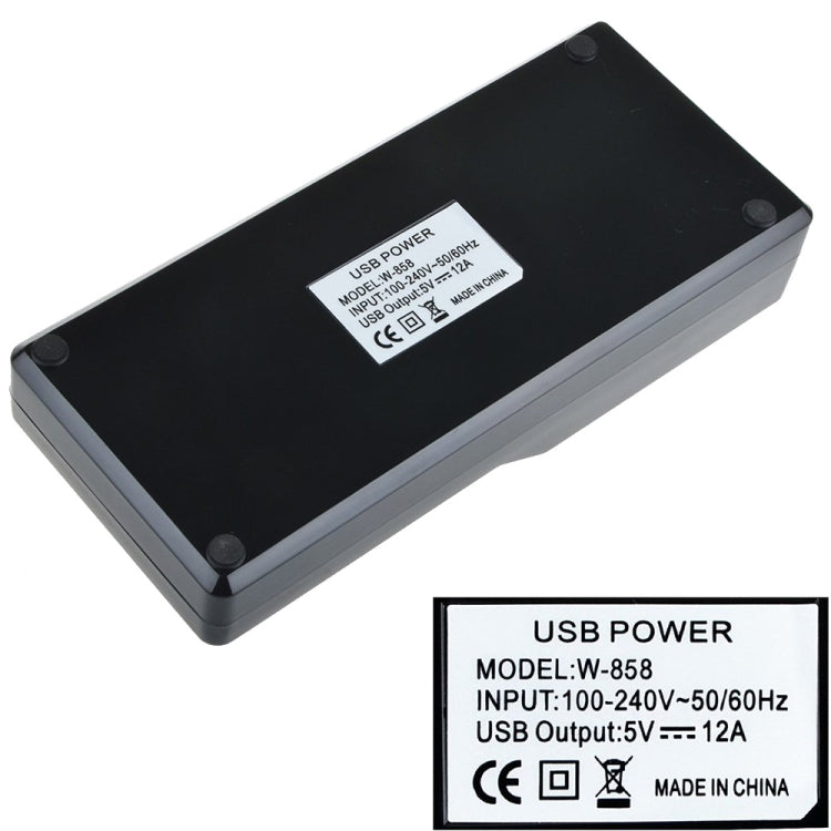 W-858 12A 12 Ports USB Fast Charging Dock Desktop Smart Charger AC100-240V, EU Plug, EU Plug