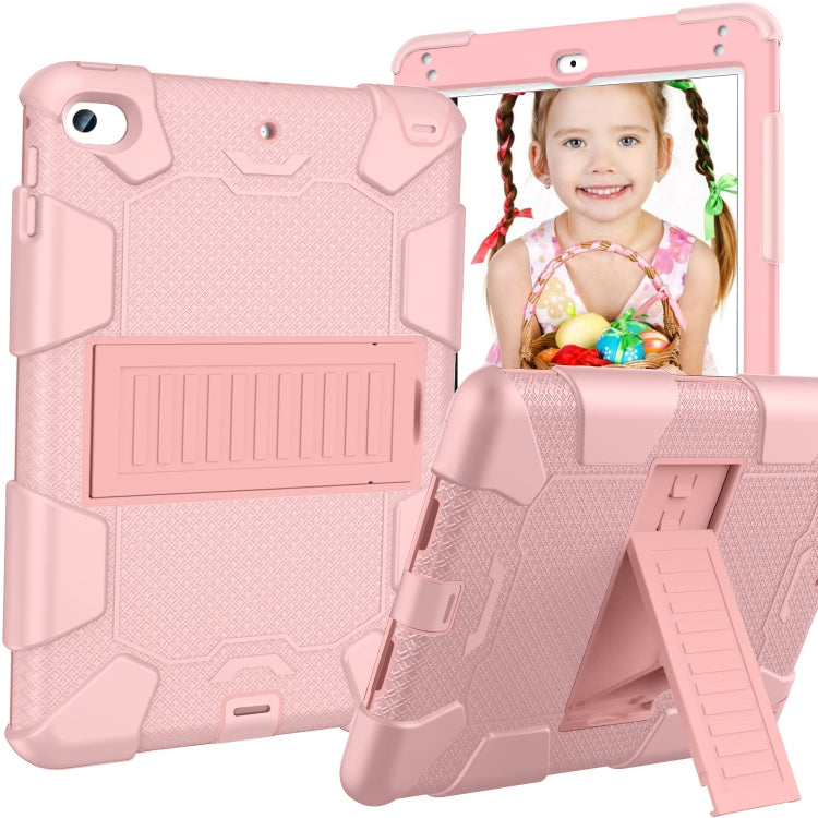 Shockproof Two-color Silicone Protection Shell for iPad Mini 2019 & 4, with Holder (Rose Red+Blue), IPRO0183A, IPRO0183B, IPRO0183C, IPRO0183D, IPRO0183E, IPRO0183F, IPRO0183G, IPRO0183H, IPRO0183I, IPRO0183J, IPRO0183K