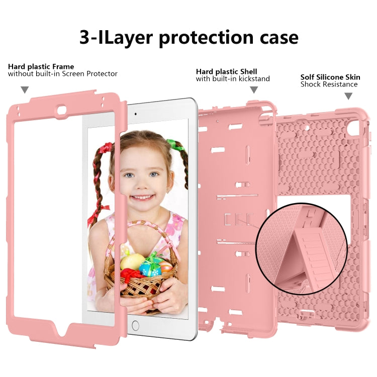 Shockproof Two-color Silicone Protection Shell for iPad Mini 2019 & 4, with Holder (Rose Red+Blue), IPRO0183A, IPRO0183B, IPRO0183C, IPRO0183D, IPRO0183E, IPRO0183F, IPRO0183G, IPRO0183H, IPRO0183I, IPRO0183J, IPRO0183K