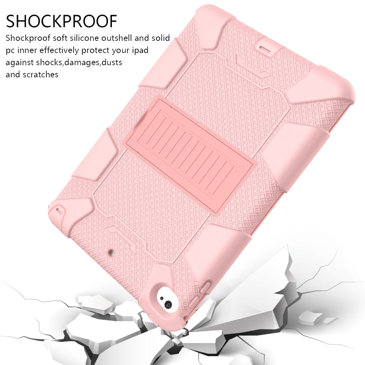 Shockproof Two-color Silicone Protection Shell for iPad Mini 2019 & 4, with Holder (Rose Red+Blue), IPRO0183A, IPRO0183B, IPRO0183C, IPRO0183D, IPRO0183E, IPRO0183F, IPRO0183G, IPRO0183H, IPRO0183I, IPRO0183J, IPRO0183K