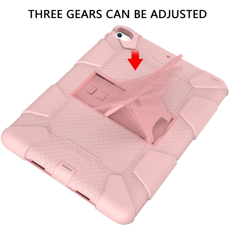 Shockproof Two-color Silicone Protection Shell for iPad Mini 2019 & 4, with Holder (Rose Red+Blue), IPRO0183A, IPRO0183B, IPRO0183C, IPRO0183D, IPRO0183E, IPRO0183F, IPRO0183G, IPRO0183H, IPRO0183I, IPRO0183J, IPRO0183K