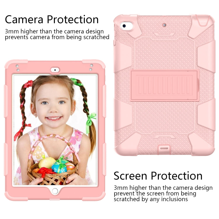 Shockproof Two-color Silicone Protection Shell for iPad Mini 2019 & 4, with Holder (Rose Red+Blue), IPRO0183A, IPRO0183B, IPRO0183C, IPRO0183D, IPRO0183E, IPRO0183F, IPRO0183G, IPRO0183H, IPRO0183I, IPRO0183J, IPRO0183K