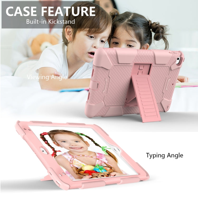 Shockproof Two-color Silicone Protection Shell for iPad Mini 2019 & 4, with Holder (Rose Red+Blue), IPRO0183A, IPRO0183B, IPRO0183C, IPRO0183D, IPRO0183E, IPRO0183F, IPRO0183G, IPRO0183H, IPRO0183I, IPRO0183J, IPRO0183K