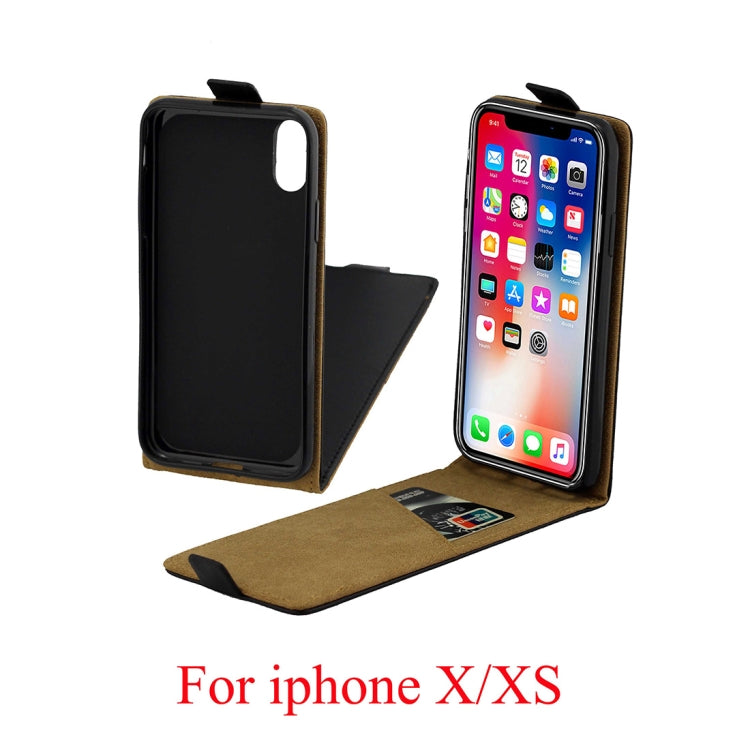 For iPhone X / XS Business Style Vertical Flip TPU Leather Case with Card Slot, For X / XS