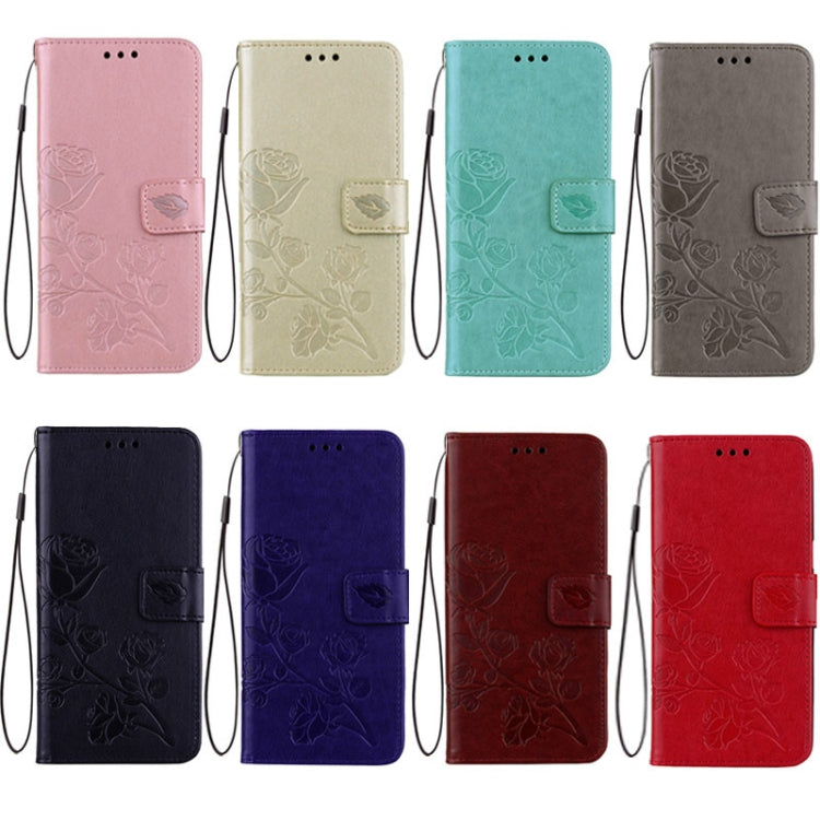 For iPhone XR Rose Embossed Horizontal Flip PU Leather Case, with Holder & Card Slots & Wallet