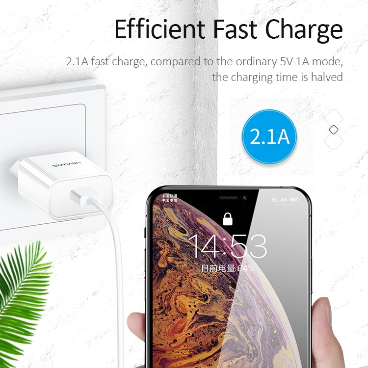 USAMS US-CC075 T18 2.1A Single USB Travel Charger, EU Plug, EU Plug
