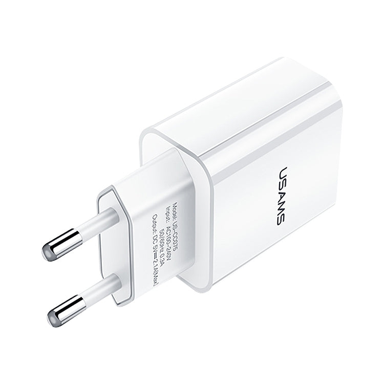USAMS US-CC075 T18 2.1A Single USB Travel Charger, EU Plug, EU Plug