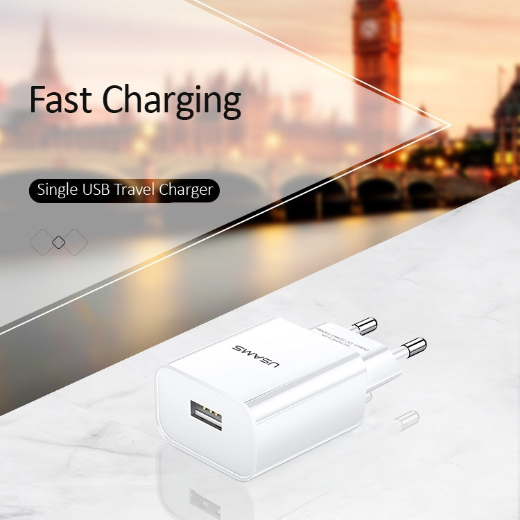 USAMS US-CC075 T18 2.1A Single USB Travel Charger, EU Plug, EU Plug