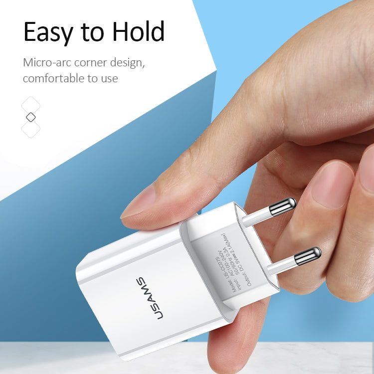 USAMS US-CC075 T18 2.1A Single USB Travel Charger, EU Plug, EU Plug