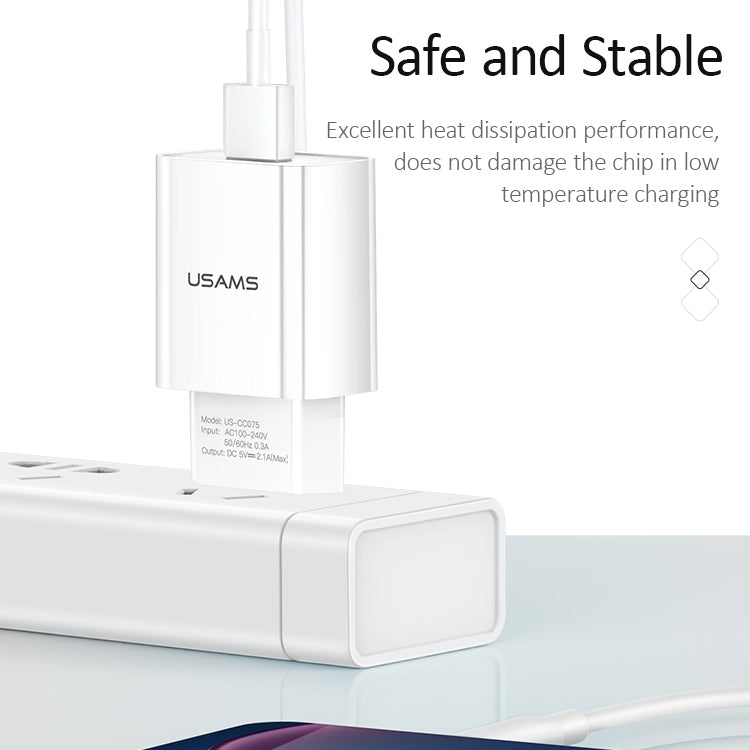 USAMS US-CC075 T18 2.1A Single USB Travel Charger, EU Plug, EU Plug