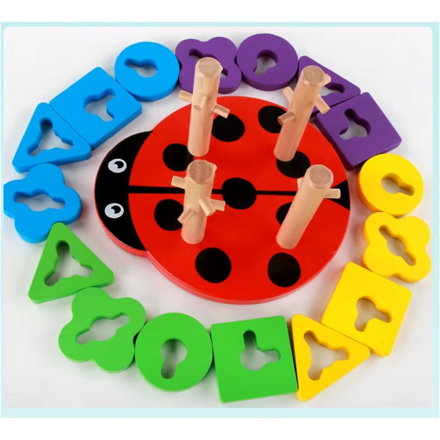 Wooden Lady Bug Puzzle Brain Teaser for toddlers