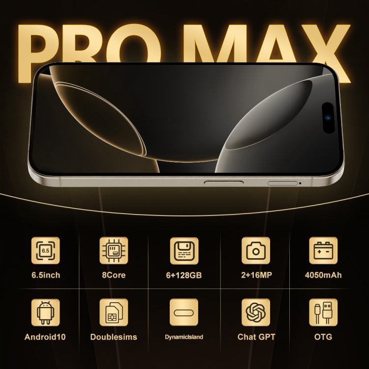 i16 Pro Max / Q5A, 6GB+128GB, 6.5 inch Screen, Face Identification, Android 10 MTK6762 Octa Core, OTG, NFC, Network: 4G, Dual SIM, US Plug, i16 Pro Max / Q5A, US Plug