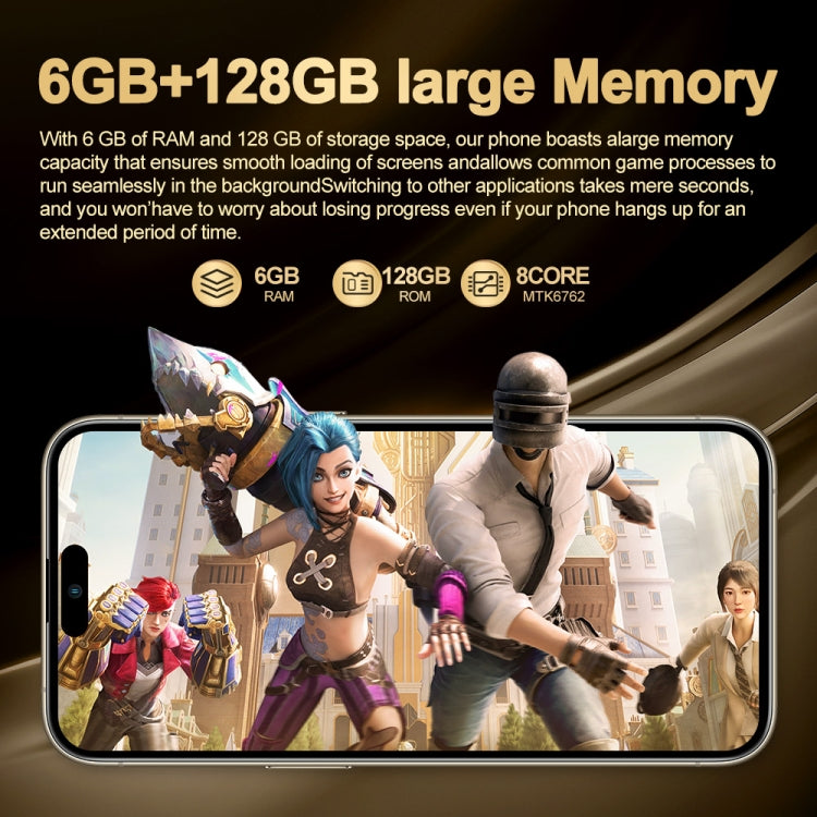 i16 Pro Max / Q5A, 6GB+128GB, 6.5 inch Screen, Face Identification, Android 10 MTK6762 Octa Core, OTG, NFC, Network: 4G, Dual SIM, US Plug, i16 Pro Max / Q5A, US Plug