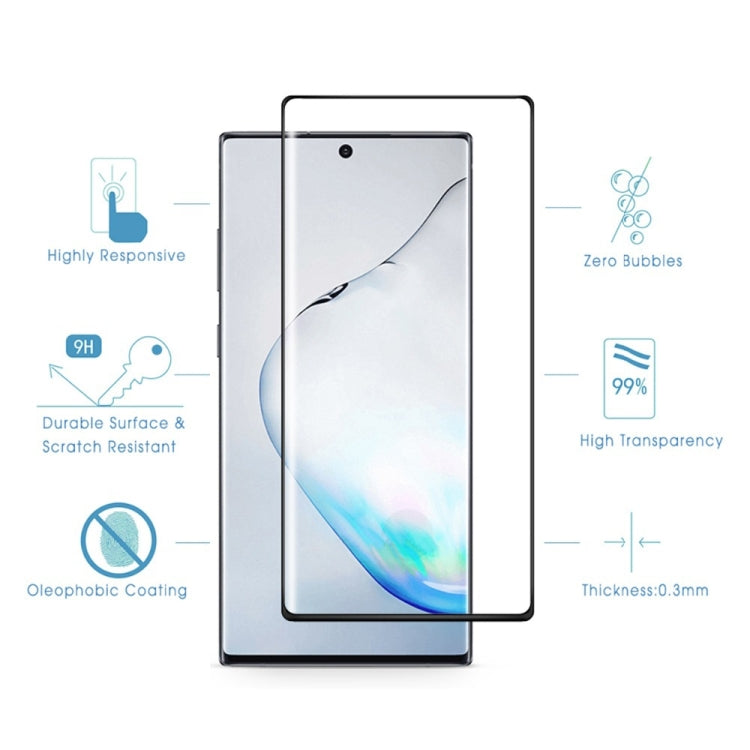 For Galaxy Note 10+ Full Glue 3D Curved Edge Tempered Glass Film, Fingerprint Unlock Is Supported