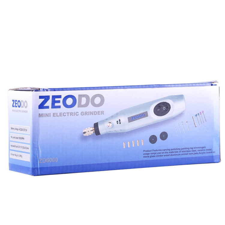 ZEODO ZD6000 Mini Electric Grinder Drill, AC 220V / DC12V, US Plug, ZD6000