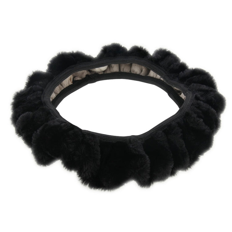 Universal Premium Soft Short Plush Winter Car Steering Wheel Cover, Outer Diameter: About 25-35cm, Outer Diameter: About 25-35cm(Black)