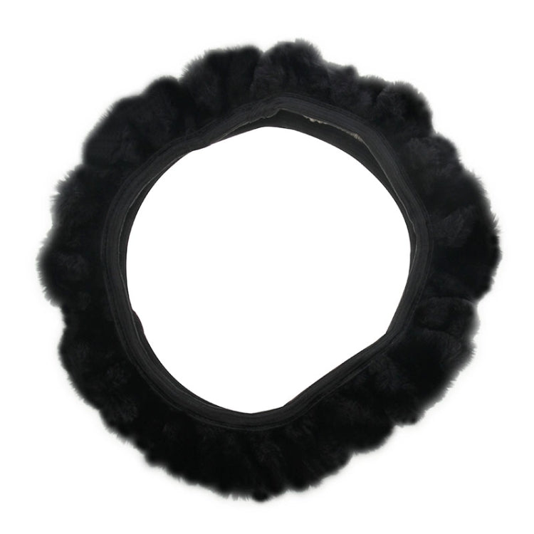 Universal Premium Soft Short Plush Winter Car Steering Wheel Cover, Outer Diameter: About 25-35cm, Outer Diameter: About 25-35cm(Black)