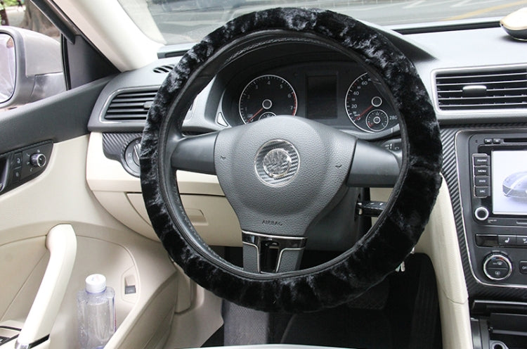Universal Premium Soft Short Plush Winter Car Steering Wheel Cover, Outer Diameter: About 25-35cm, Outer Diameter: About 25-35cm(Black)