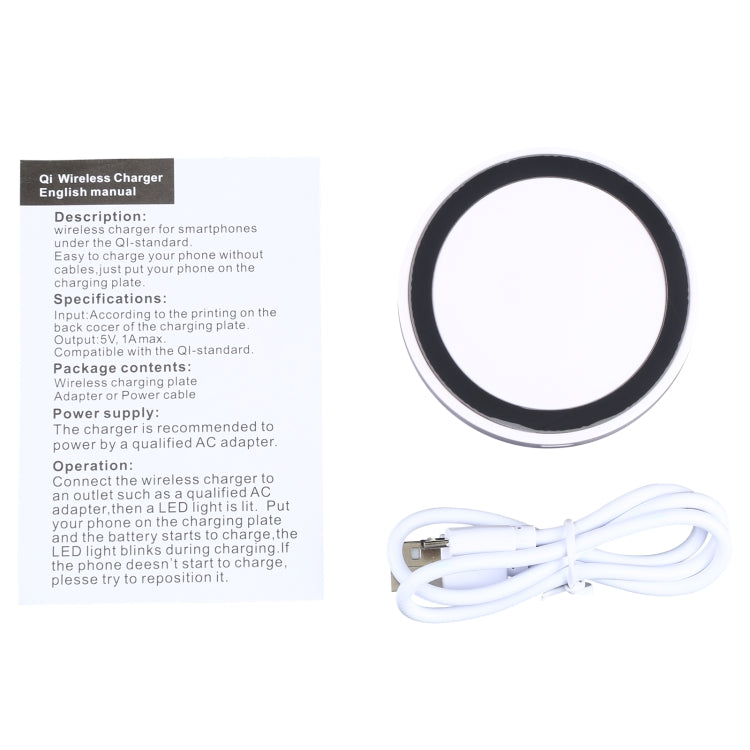 Universal QI Standard Round Wireless Charging Pad (White + Red), White + Black, Black + Blue, Black + Red, White, Black + White, Black + Orange, Grey+Black, White + Red