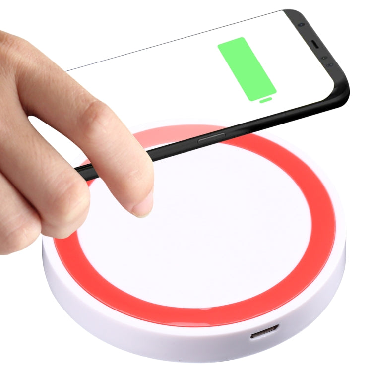 Universal QI Standard Round Wireless Charging Pad (White + Red), White + Black, Black + Blue, Black + Red, White, Black + White, Black + Orange, Grey+Black, White + Red