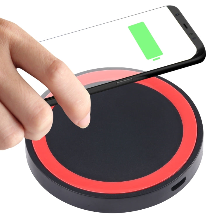Universal QI Standard Round Wireless Charging Pad (White + Red), White + Black, Black + Blue, Black + Red, White, Black + White, Black + Orange, Grey+Black, White + Red