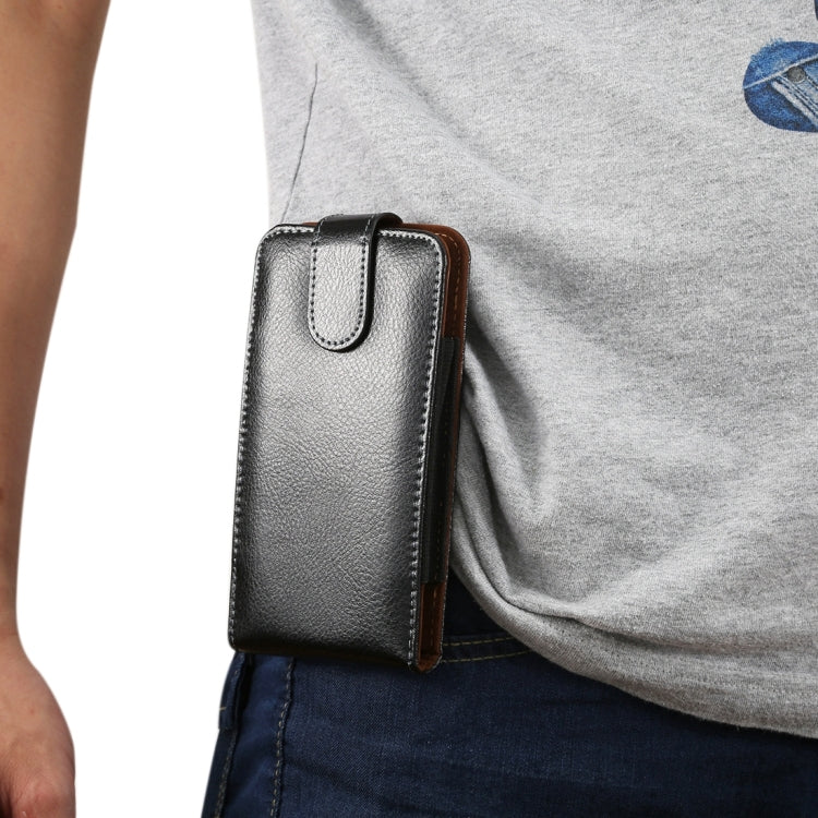 5.5 inch Litchi Texture Vertical Flip Upright Genuine Leather Case / Waist Bag with Rotatable Back Splint for Huawei P9 Plus & Honor 7i & Honor 6 Plus, Galaxy Note 3 & Note 2, etc