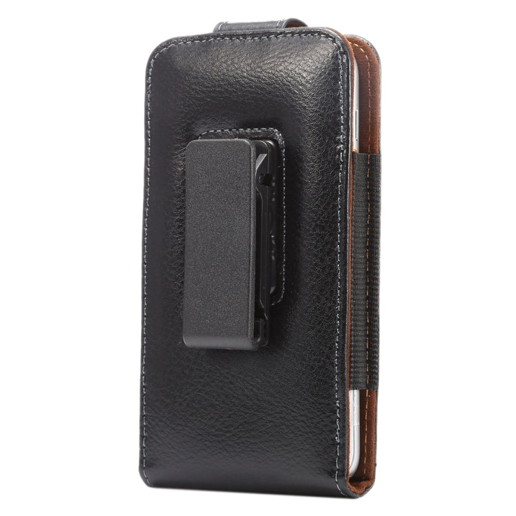 5.2 inch Litchi Texture Vertical Flip Upright Genuine Leather Case / Waist Bag with Rotatable Back Splint for iPhone X & Galaxy S7 & S6 Edge & S6 & S5, Sony Xperia Z5 & Z4 & Z3, Huawei P9 & P8, etc
