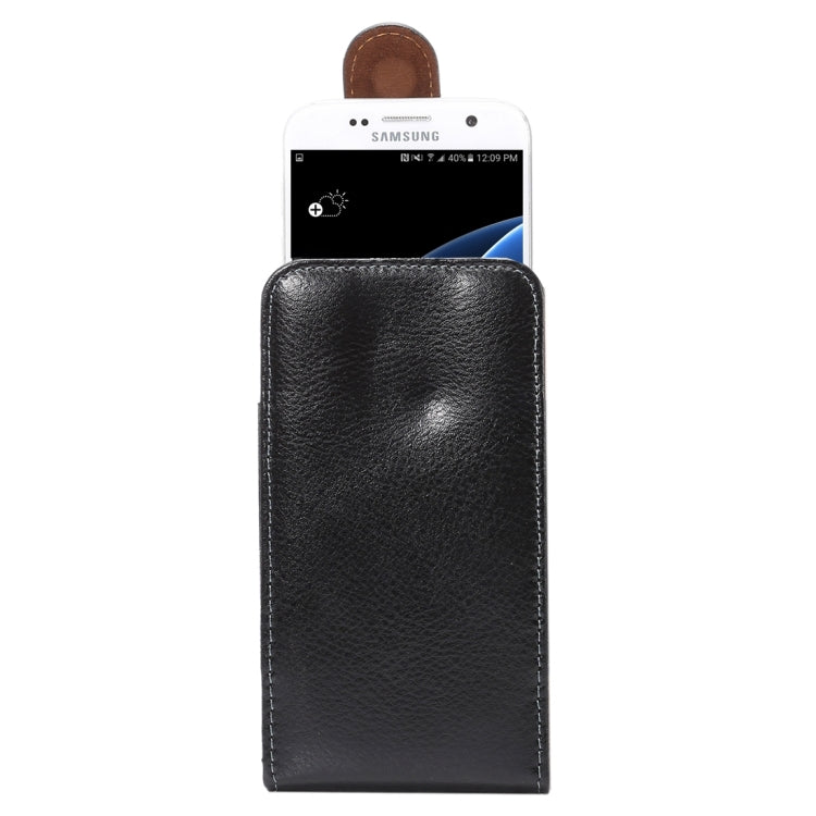 5.2 inch Litchi Texture Vertical Flip Upright Genuine Leather Case / Waist Bag with Rotatable Back Splint for iPhone X & Galaxy S7 & S6 Edge & S6 & S5, Sony Xperia Z5 & Z4 & Z3, Huawei P9 & P8, etc