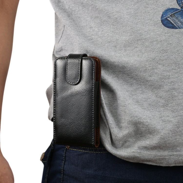 5.2 inch Litchi Texture Vertical Flip Upright Genuine Leather Case / Waist Bag with Rotatable Back Splint for iPhone X & Galaxy S7 & S6 Edge & S6 & S5, Sony Xperia Z5 & Z4 & Z3, Huawei P9 & P8, etc