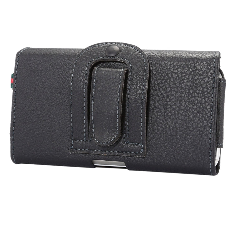 Universal Litchi Texture Vertical Flip Thwartwise PU Leather Case / Waist Bag with Back Splint & Card Slots & 15cm Lanyard for iPhone X & Galaxy S7 & S6 Edge & S6, Huawei P9 & P9 Lite, Sony Xperia Z5, Xiaomi Redmi 4, Size: 14.6 x 7.8 x 1.8 cm