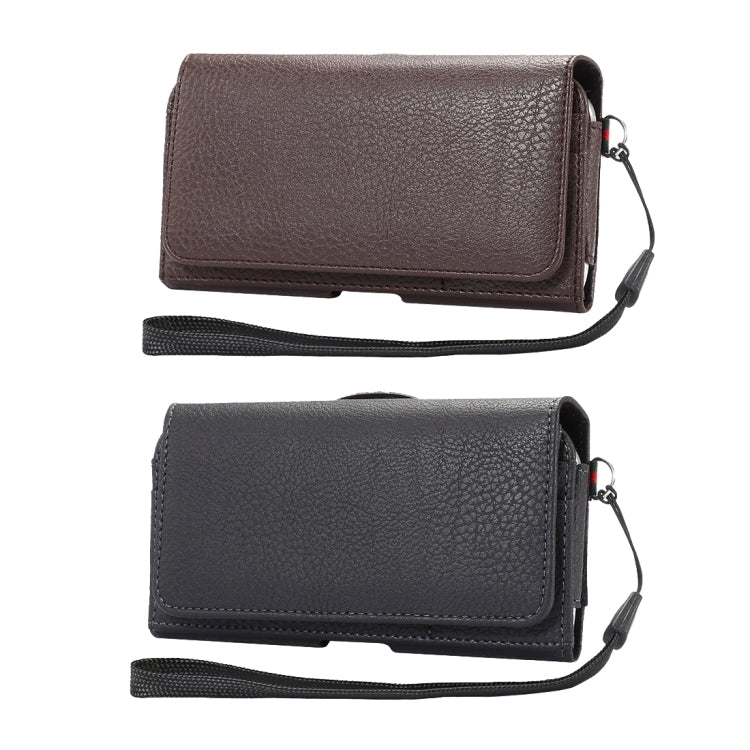 Universal Litchi Texture Vertical Flip Thwartwise PU Leather Case / Waist Bag with Back Splint & Card Slots & 15cm Lanyard for iPhone X & Galaxy S7 & S6 Edge & S6, Huawei P9 & P9 Lite, Sony Xperia Z5, Xiaomi Redmi 4, Size: 14.6 x 7.8 x 1.8 cm