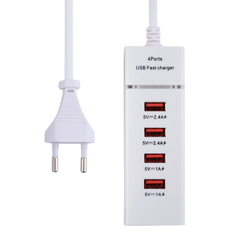 5V 4.1A 4 USB Ports Charger Adapter with Power Plug Cable, Cable Length: 1.5m, EU Plug