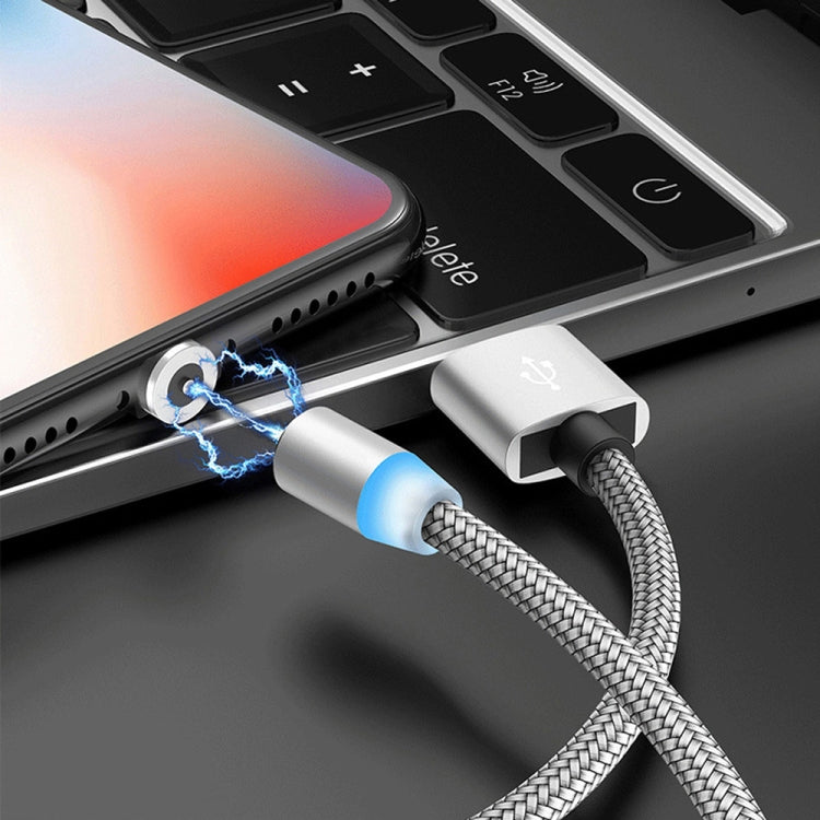 USB to 8 Pin Magnetic Metal Connector Nylon Two-color Braided Magnetic Data Cable, Cable Length: 1m