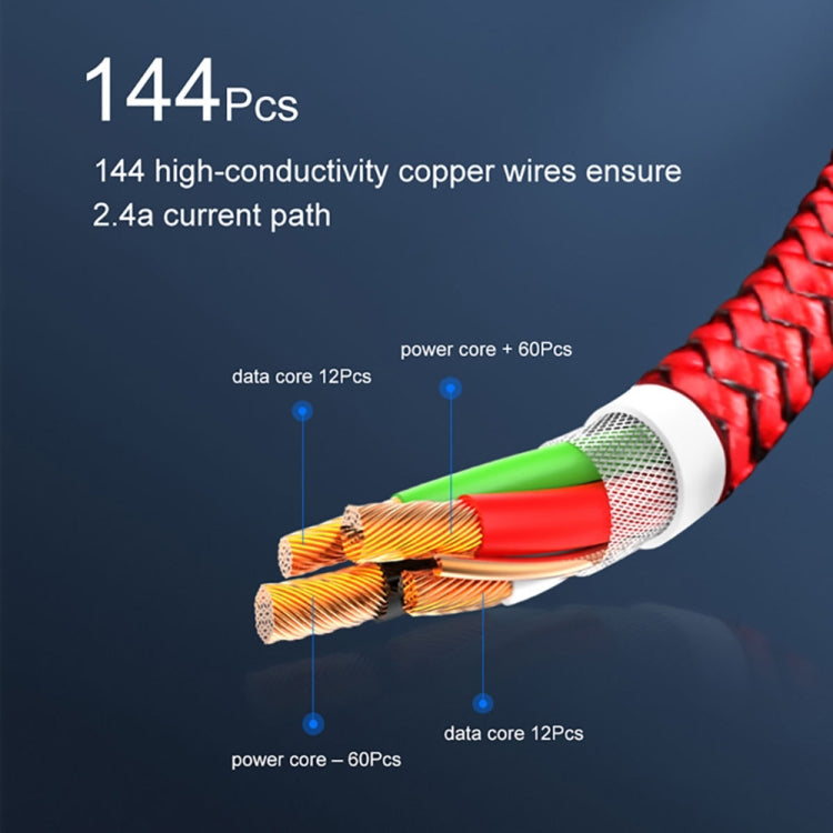USB to 8 Pin Magnetic Metal Connector Nylon Two-color Braided Magnetic Data Cable, Cable Length: 1m