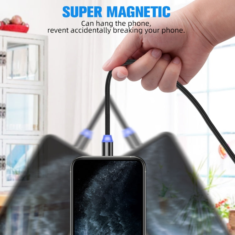 2 in 1 USB to 8 Pin + Micro USB Magnetic Metal Interface Nylon Braided Charging Cable, Length: 1m