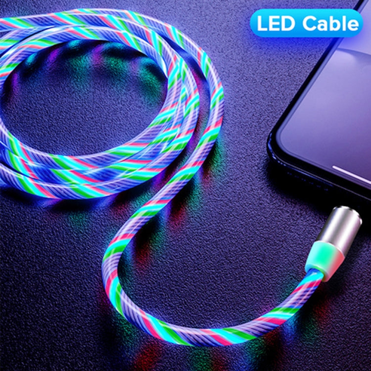 USB to 8 Pin Magnetic Suction Colorful Streamer Mobile Phone Charging Cable, Length: 1m