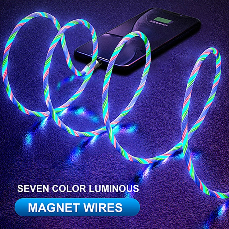 USB to 8 Pin Magnetic Suction Colorful Streamer Mobile Phone Charging Cable, Length: 1m