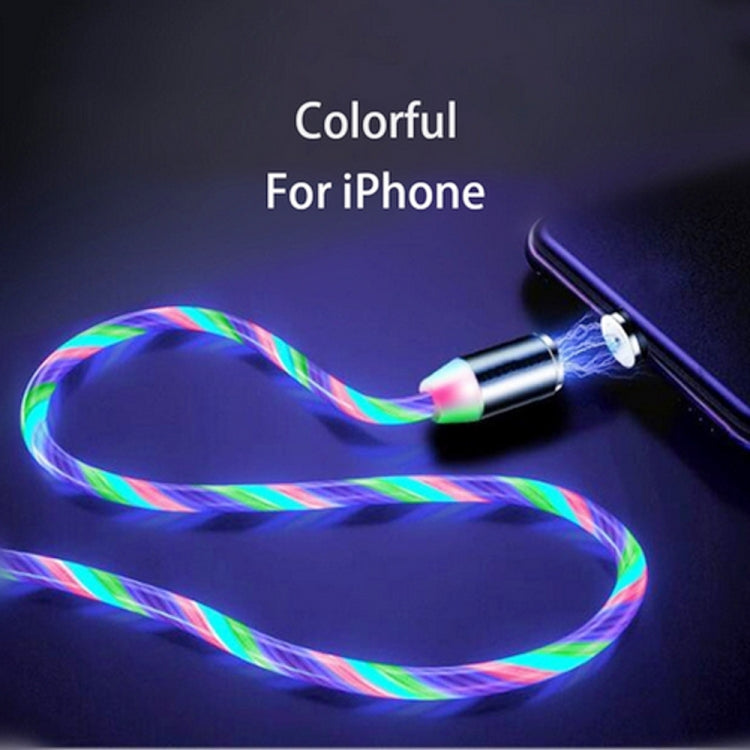 USB to 8 Pin Magnetic Suction Colorful Streamer Mobile Phone Charging Cable, Length: 1m