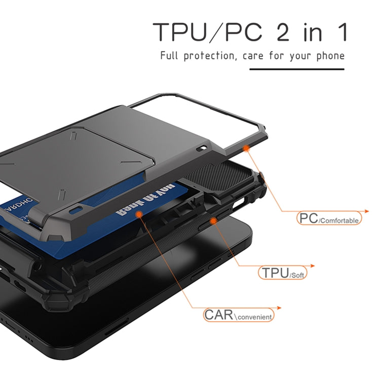 For iPhone 12 Pro Max Scratch-Resistant Shockproof Heavy Duty Rugged Armor Protective Case with Card Solt