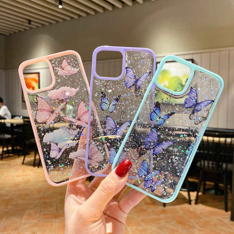 Color Butterfly Glitter Epoxy TPU Phone Case