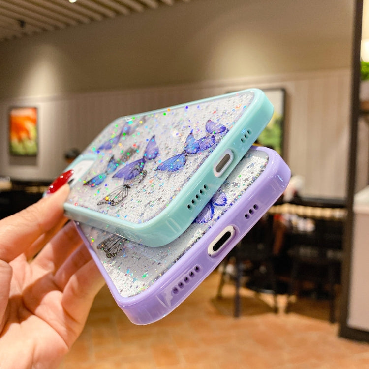 Color Butterfly Glitter Epoxy TPU Phone Case
