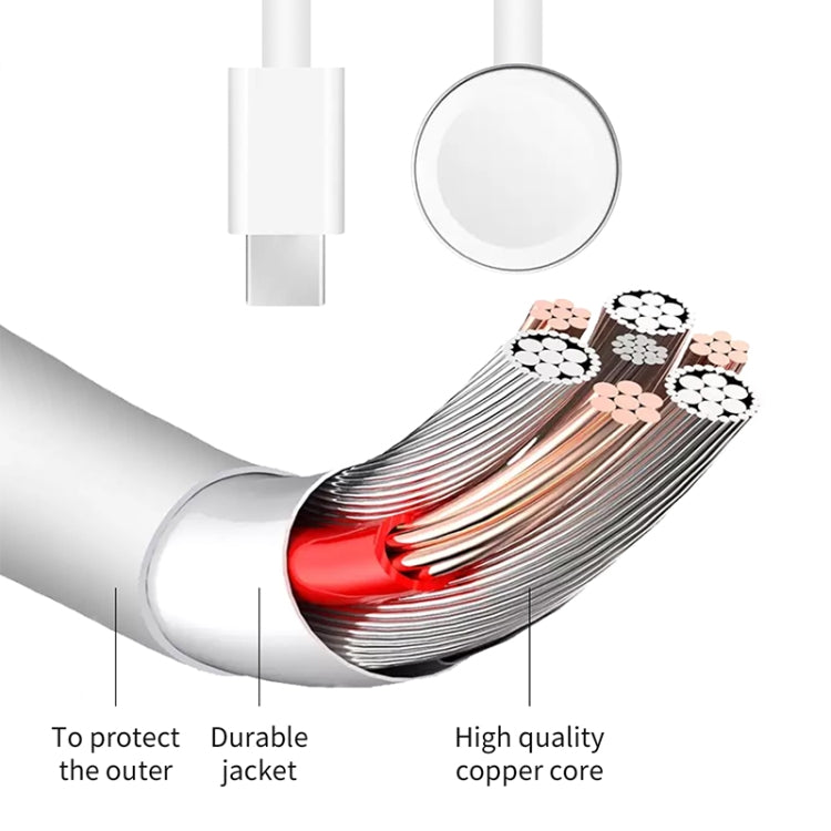 1m USB-C / Type-C Magnetic Fast Charger Charging Cable for Watch Apple Series Ultra/8/7/6/SE/SE2/5/4/3/2