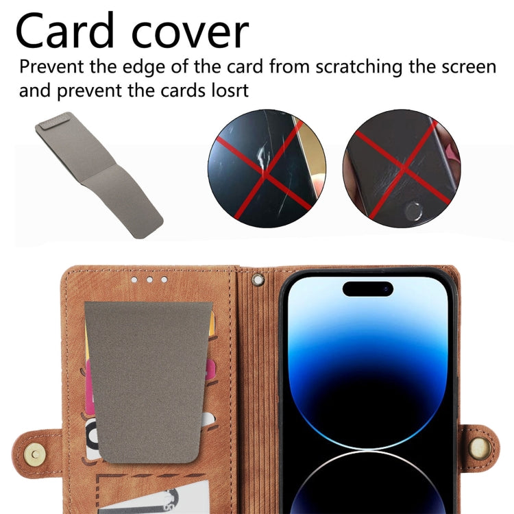 Geometric Zipper Wallet Side Buckle Leather Phone Case with Crossbody Lanyard