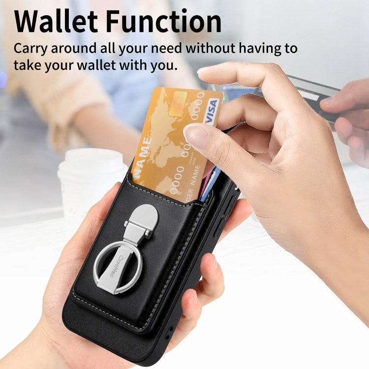 Skin Feel Ring Holder Wallet Magnetic Phone Case