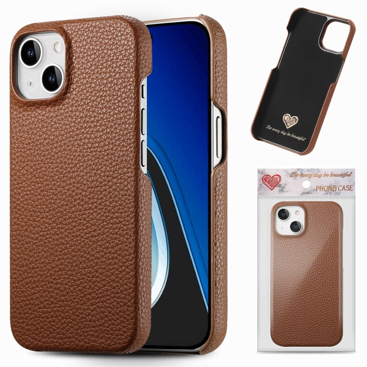 Litchi Oil Edge Leather Back Phone Case
