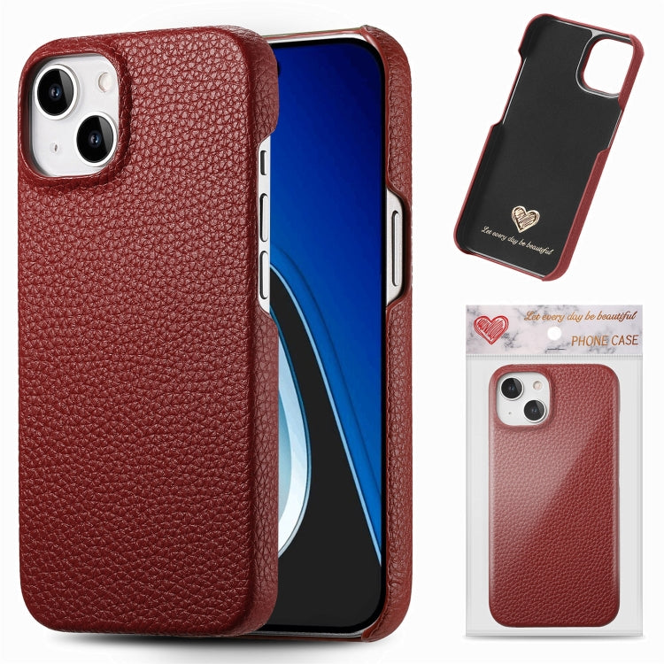 Litchi Oil Edge Leather Back Phone Case