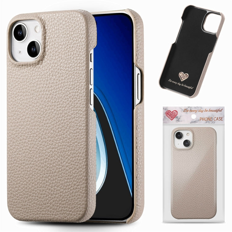 Litchi Oil Edge Leather Back Phone Case