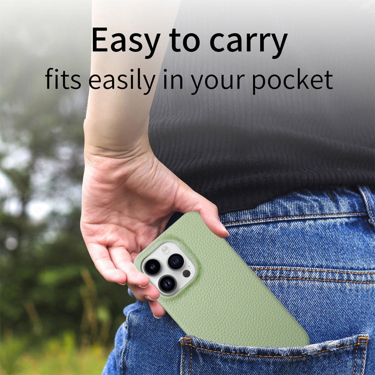 Litchi Oil Edge Leather Back Phone Case