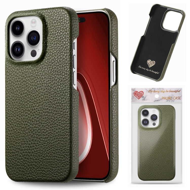 Litchi Oil Edge Leather Back Phone Case