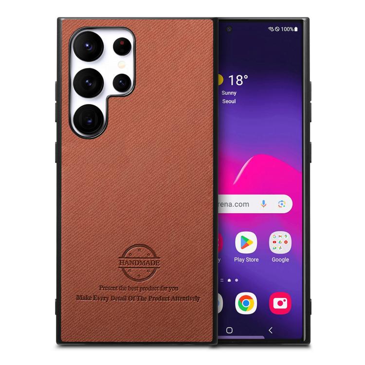 Twill Fabric Leather Skin Back Phone Case, For Samsung Galaxy S25 5G, For Samsung Galaxy S25+ 5G, For Samsung Galaxy S25 Ultra 5G